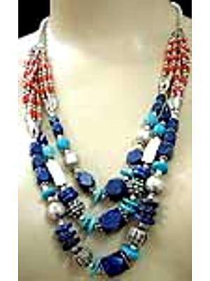 Turquoise Coral Lapis Necklace