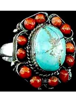 Turquoise Coral Ring