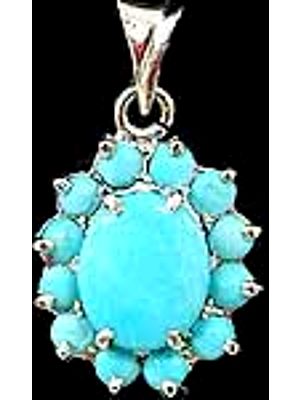 Turquoise Flower Pendant with Cut Glass