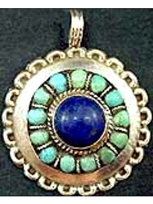 Turquoise Lapis Flower Pendant