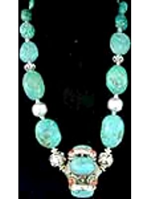 Turquoise Necklace with Roller Bead