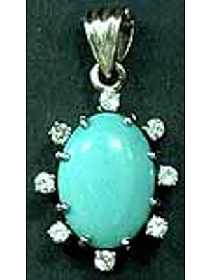 Turquoise Pendant with Cut Glass