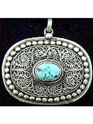Turquoise Pendant with Filigree