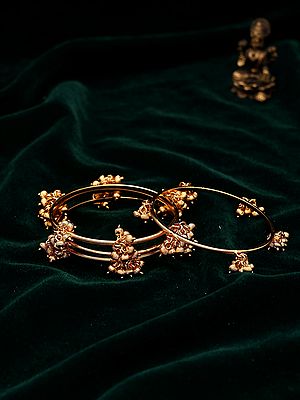 Gold Tone Kashmiri Ghungroo Bangle Set (Pack of 4)