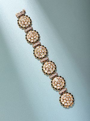 Multi-Flower Stone Studded Kundan Statement Bracelet