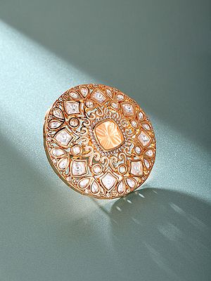 Mandala Design Kundan Ring with Stone Studs (Adjustable)