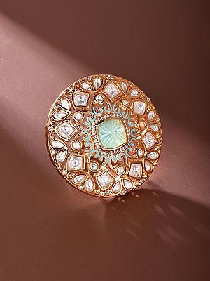 Mandala Design Kundan Ring with Stone Studs (Adjustable)