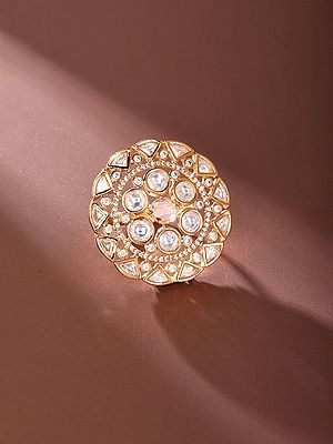 Round Kundan Style Stone Studded Adjustable Ring