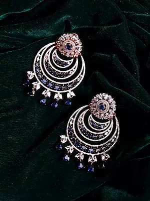 Statement Chandelier Earrings with Zircon and Sapphire Drops