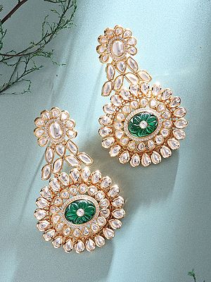 Statement Floral Design Kundan Earrings with Gemstone Accents