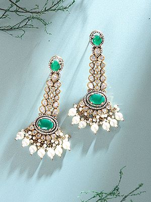 Kundan Bridal Drop Earrings with Pearl Detailing