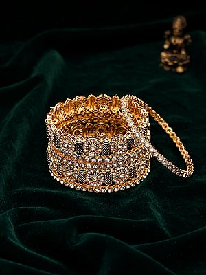 Stone Studded Traditional Bridal Kada Bangles (Set of 6)