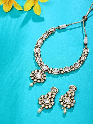 Statement Polki Choker Necklace and Earring Set
