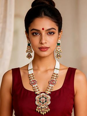 Floral Kundan Rani Haar Necklace and Earrings Set