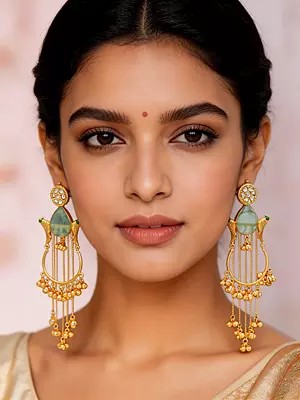 Kashmiri Style Bird Earrings with Ghungroo Tassels