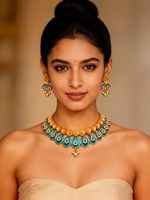 Sterling Silver Peacock Feather Necklace and Earring Set