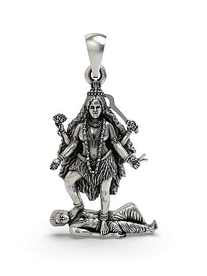 Mahakali Standing Over Shiva Sterling Silver Pendant