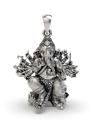 Sterling Silver Seated Ganesha Pendant