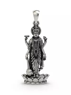 Sterling Silver Pendant of Standing Lord Vishnu