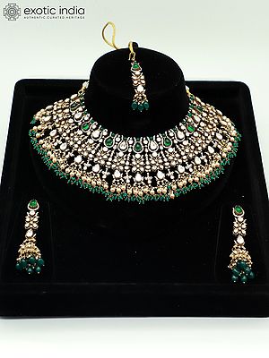 Monalissa Bandhai Set Beaded And Stone Studded Choker Bridal Necklace With Earrings