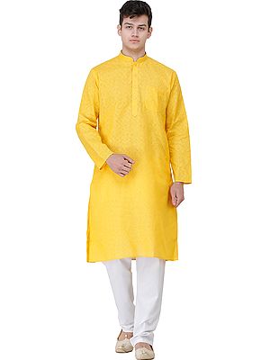 Casual Kurta Pajama Set with Zero Checks in Weave