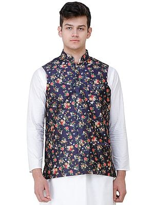 Wedding Waistcoat with Digital-Printed Florals All-Over