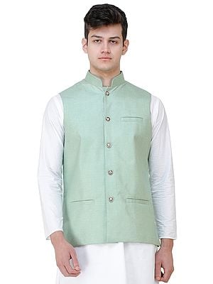 Casual Waistcoat with Zero Checks in Weave and Front Pockets