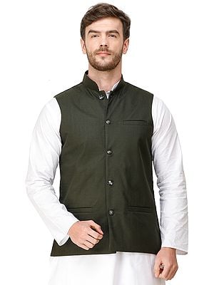 Waistcoat with Woven Diagonal Stripes and Front Pockets