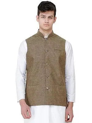 Waistcoat with Diamond Weave and Front Pockets