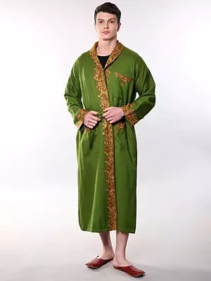 Kashmiri Robe with Aari Embroidered Paiselys and Florals