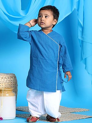 Pure Cotton Angrakha Style Kurta with Dhoti for Kids