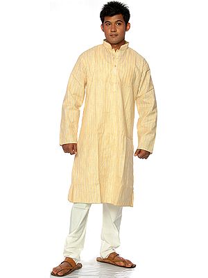 Khadi Kurta Pajama with Woven Stripes