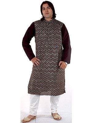Black Kurta Set with All-Over Embroidery