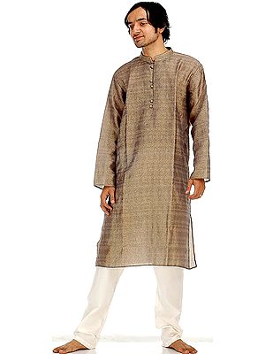 Gray Brocaded Kurta Set