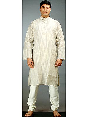 Khadi Kurta Pajama Set with Multi-Color Stripes