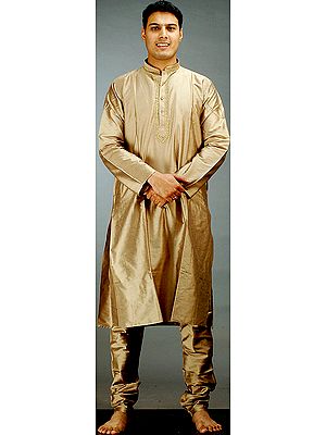 Light Brown Achkan with Embroidery