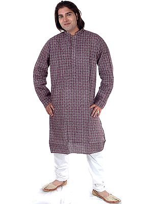 Purple Kurta Set with Checks