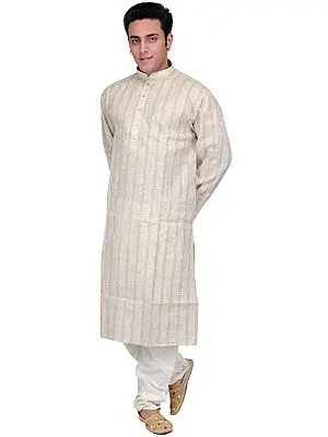 Pure Cotton Kurta Pajama with Thread Embroidery on Neck