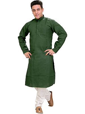 Plain Linen Kurta with White Pajama