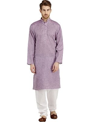 Plain Pure Cotton Kurta Pajama with Embroidery on Neck