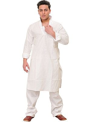 Plain Kurta Pajama with Stylish Collar and Front Pocket