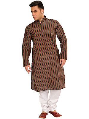 Casual Kurta Pajama Set with Printed Stripes and Straight Stitch