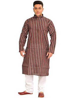 Casual Kurta Pajama Set with Printed Stripes and Straight Stitch