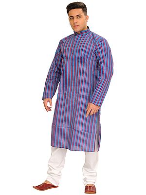 Casual Kurta Pajama Set with Printed Stripes and Straight Stitch