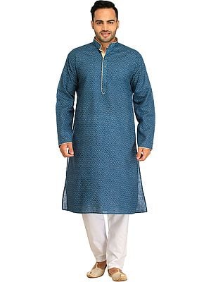 Kurta Pajama Set with Printed Small Bootis and Piping