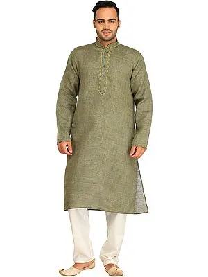 Kurta Pajama Set with Thread Weave and Embroidery on Neck