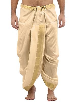 Ready to Wear Silk Dhoti with Wide Golden Border