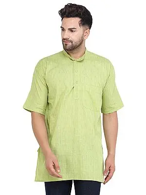 Casual Khadi Cotton Kurta with Short Sleeves from ISCKON Vrindavan by BLISS