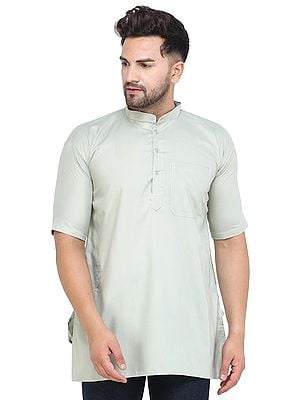 Casual Khadi Cotton Kurta with Short Sleeves from ISKCON Vrindavan by ...