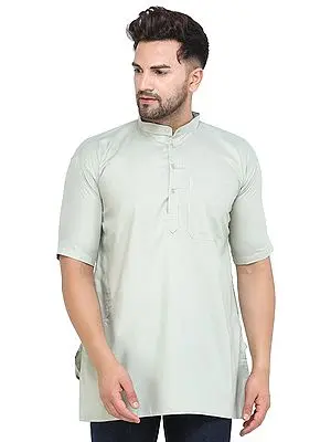 Casual Solid Cotton Kurta with Short Sleeves from ISCKON Vrindavan by BLISS
